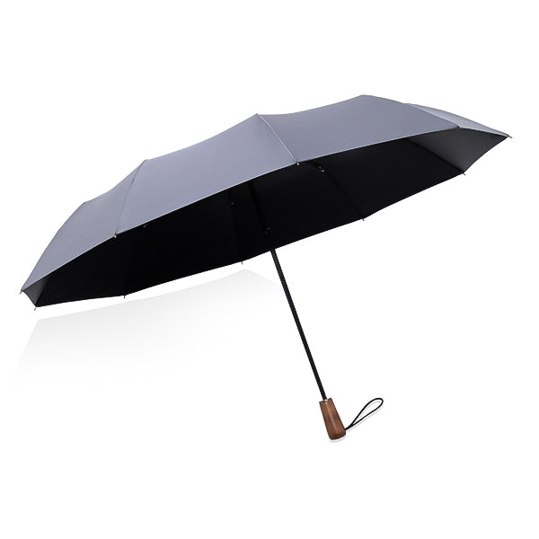 Grauer, faltbarer, winddichter Regenschirm