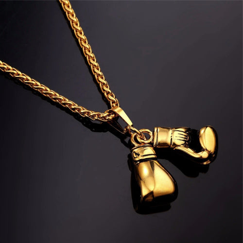 Goldene Boxhandschuhe-Anhänger-Halskette