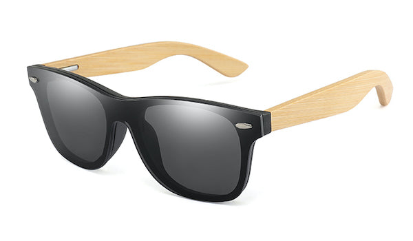 Schwarze Sonnenbrille aus Bambusholz